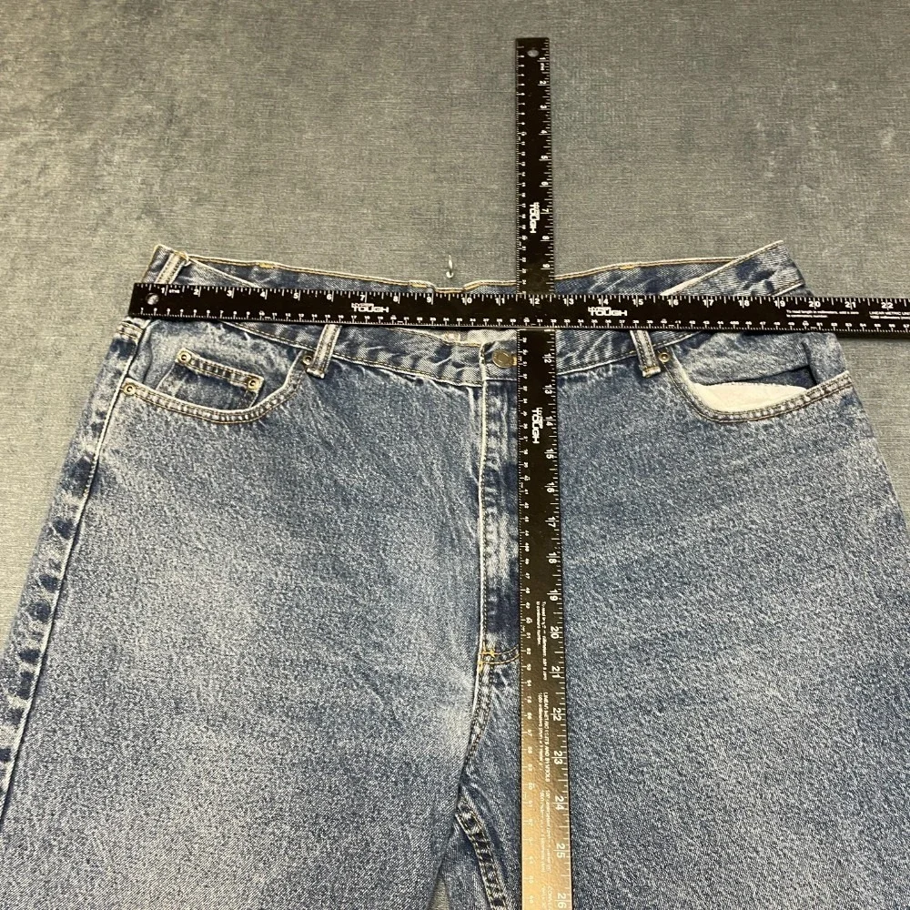 Member's Mark Denim Shorts Men 40 Blue Straight Leg Medium Wash Raw Hem Mid Rise